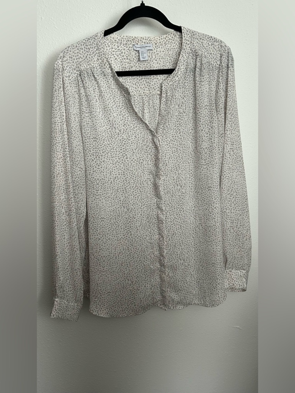 Carolina Belle White Printed Long-Sleeve Blouse